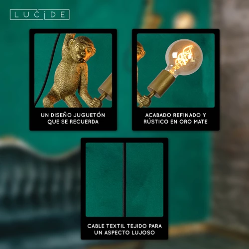 Lucide EXTRAVAGANZA CHIMP - Lámpara colgante - Ø 17,6 cm - 1xE27 - Negro - USP